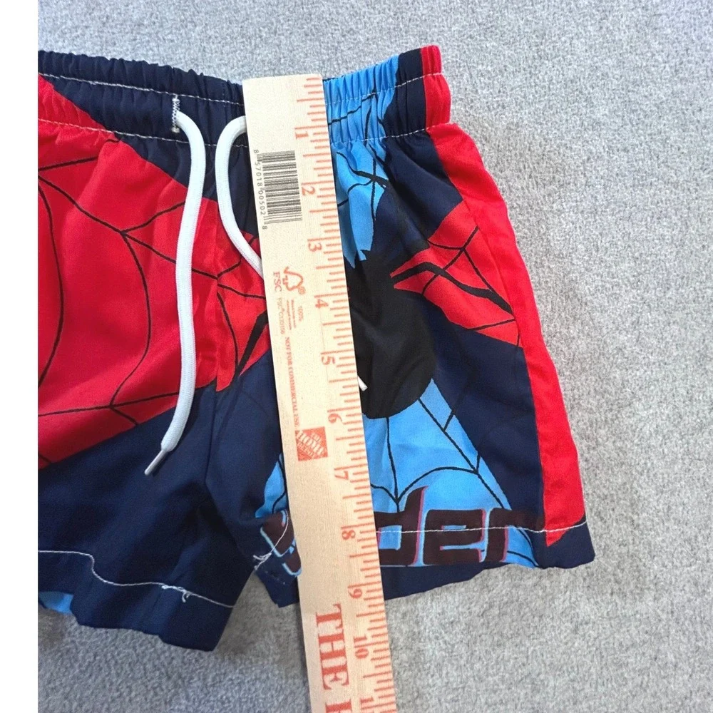 Marvel Spider-Man Swim Trunks‎ Kids 6-9M Red Blue Graphic Superhero Shorts